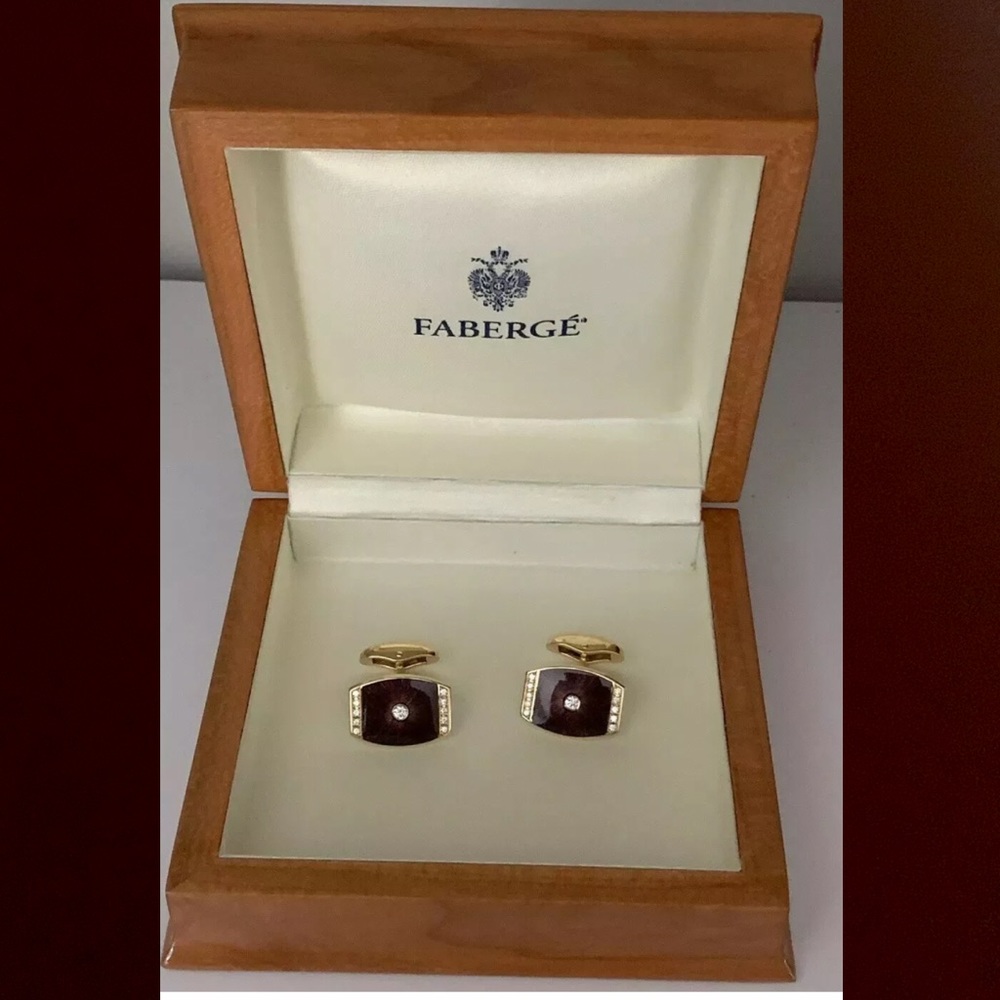 Faberge cufflinks 18k and diamonds